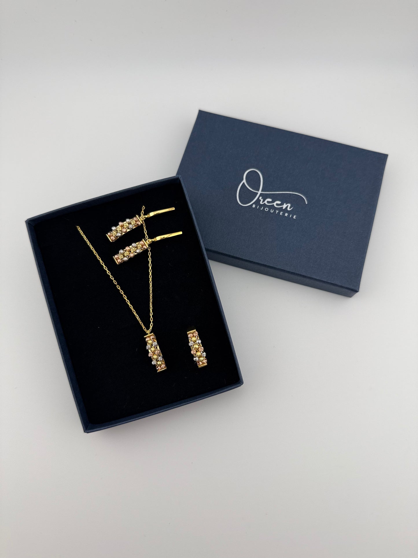 Parure dorée trois pièces en Argent 925 Oreen