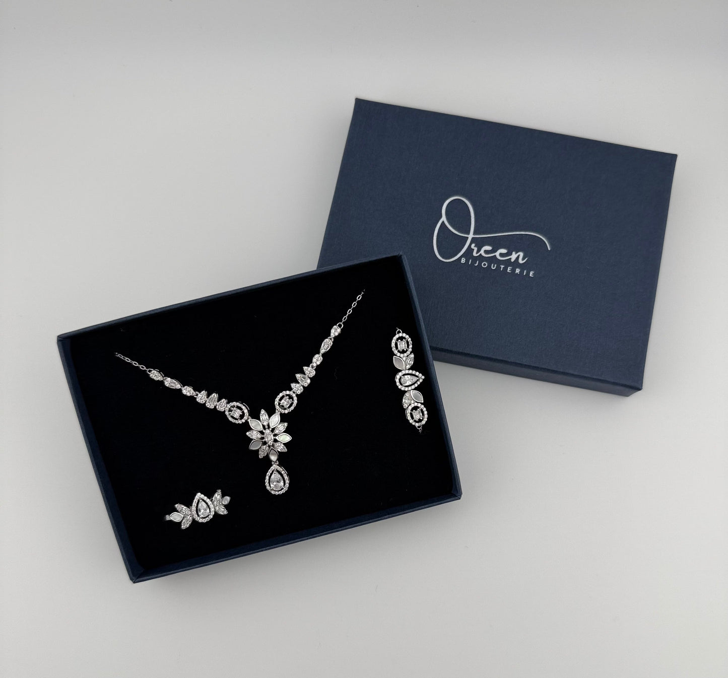 Parure l’éclat du diamant trois pièces en Argent 925 & Zirconium Oreen