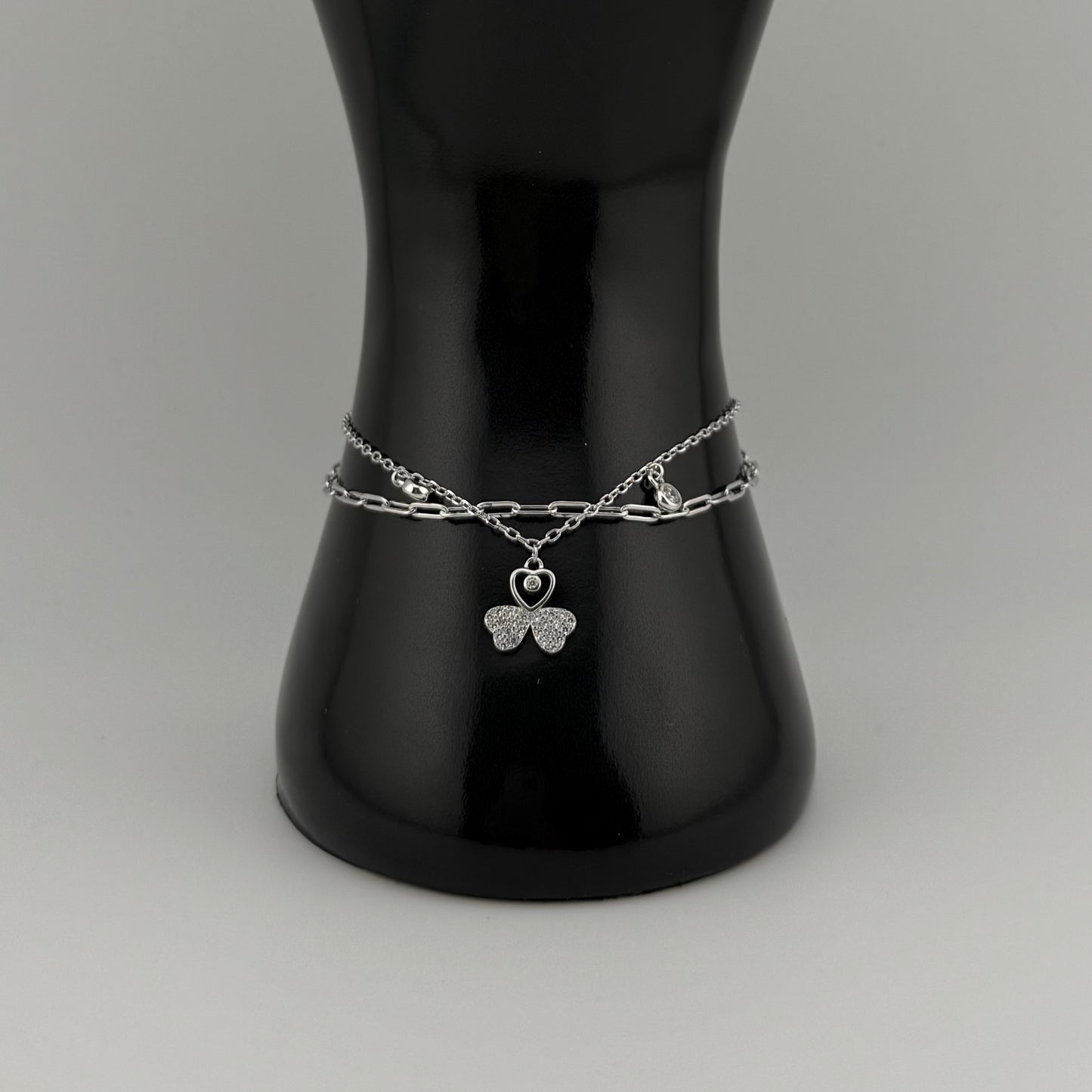 Bracelet en Argent 925 avec Pendentif Trèfle a trois feuilles