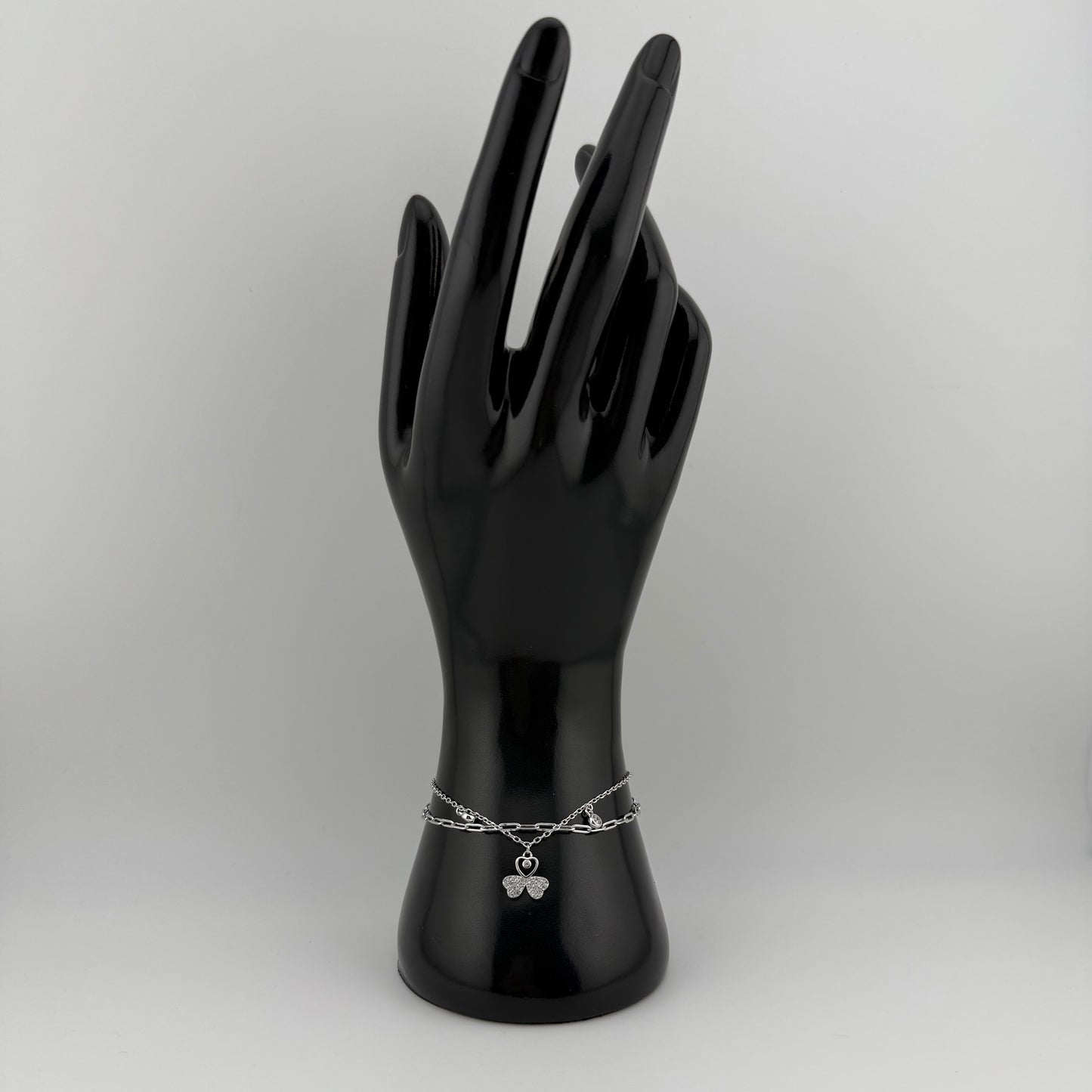 Bracelet en Argent 925 avec Pendentif Trèfle a trois feuilles