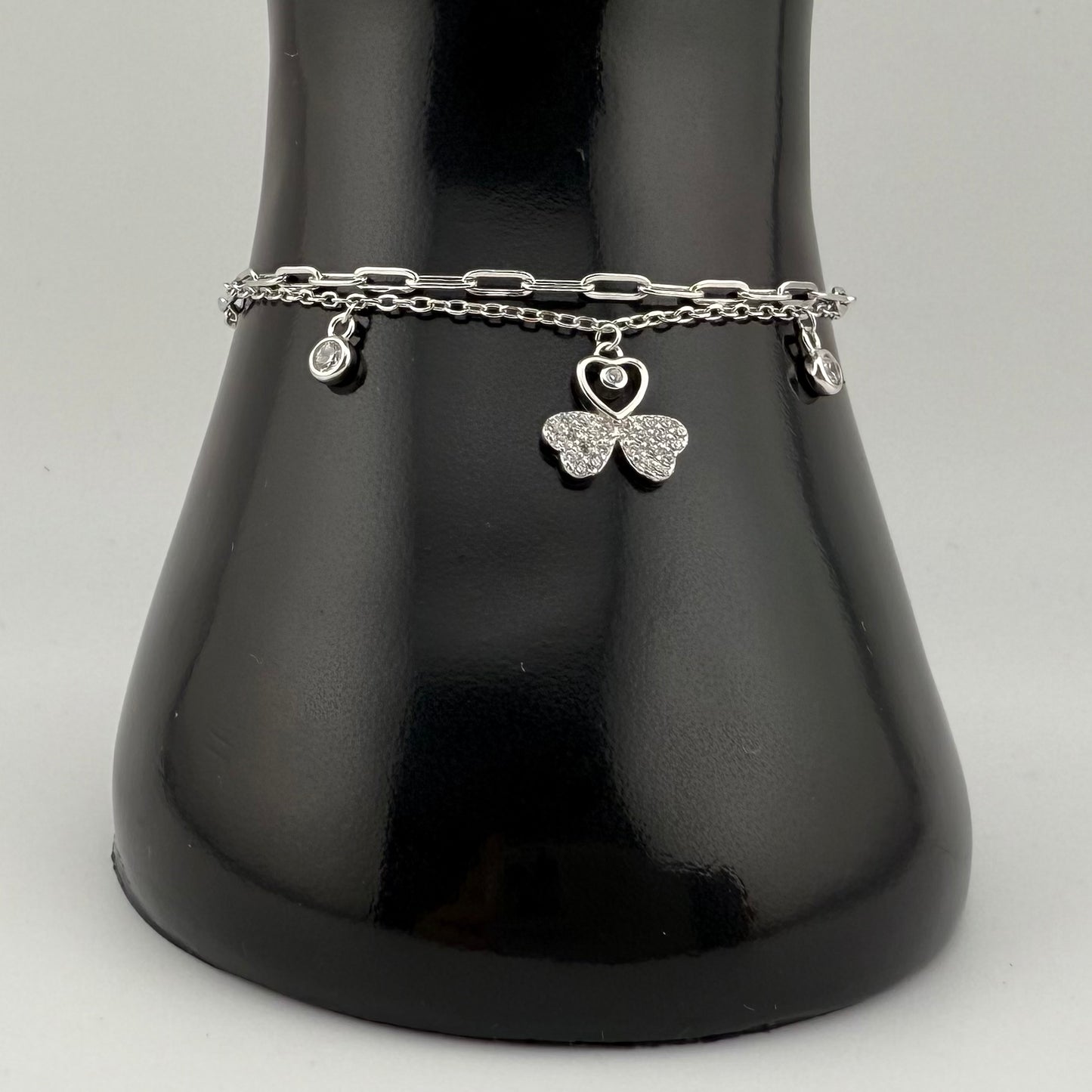 Bracelet en Argent 925 avec Pendentif Trèfle a trois feuilles