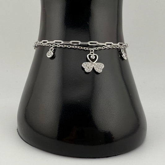 Bracelet en Argent 925 avec Pendentif Trèfle a trois feuilles Oreen