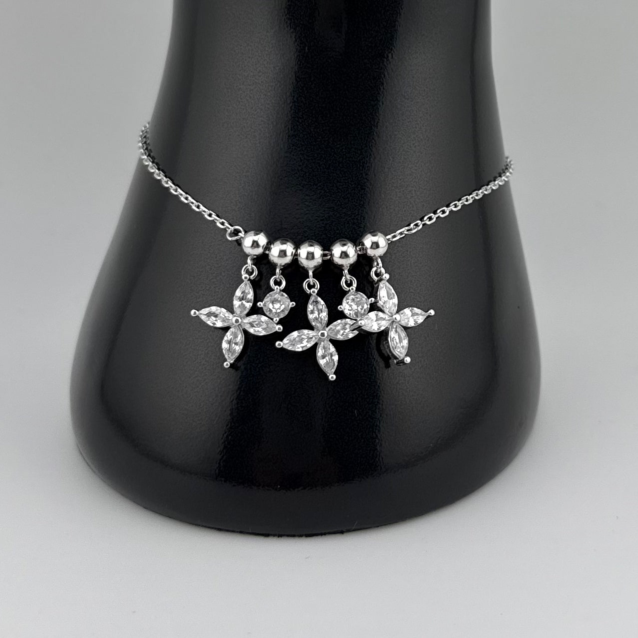 Bracelet florale scintillante en Argent 925
