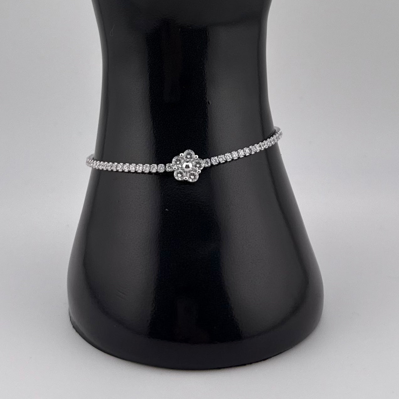 Bracelet rivière en Argent 925 avec fleur de Zircons