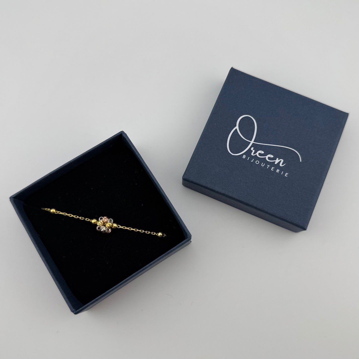 Bracelet en argent 925 doré au motif floral tricolore Oreen