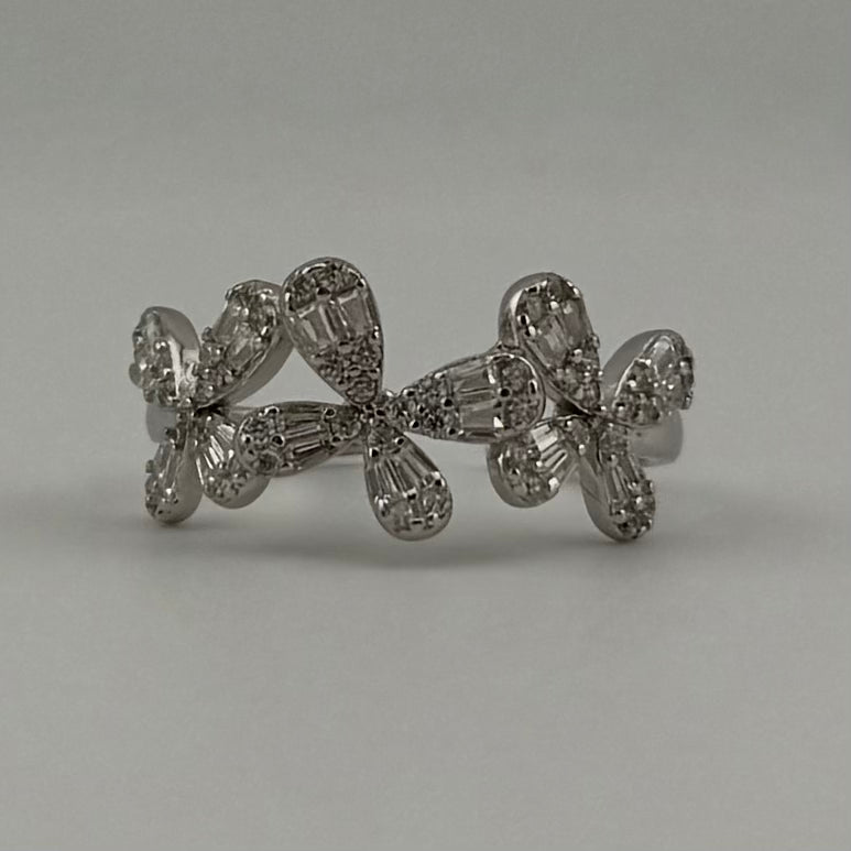 Bague floral ajustable en Argent 925 et Zircons