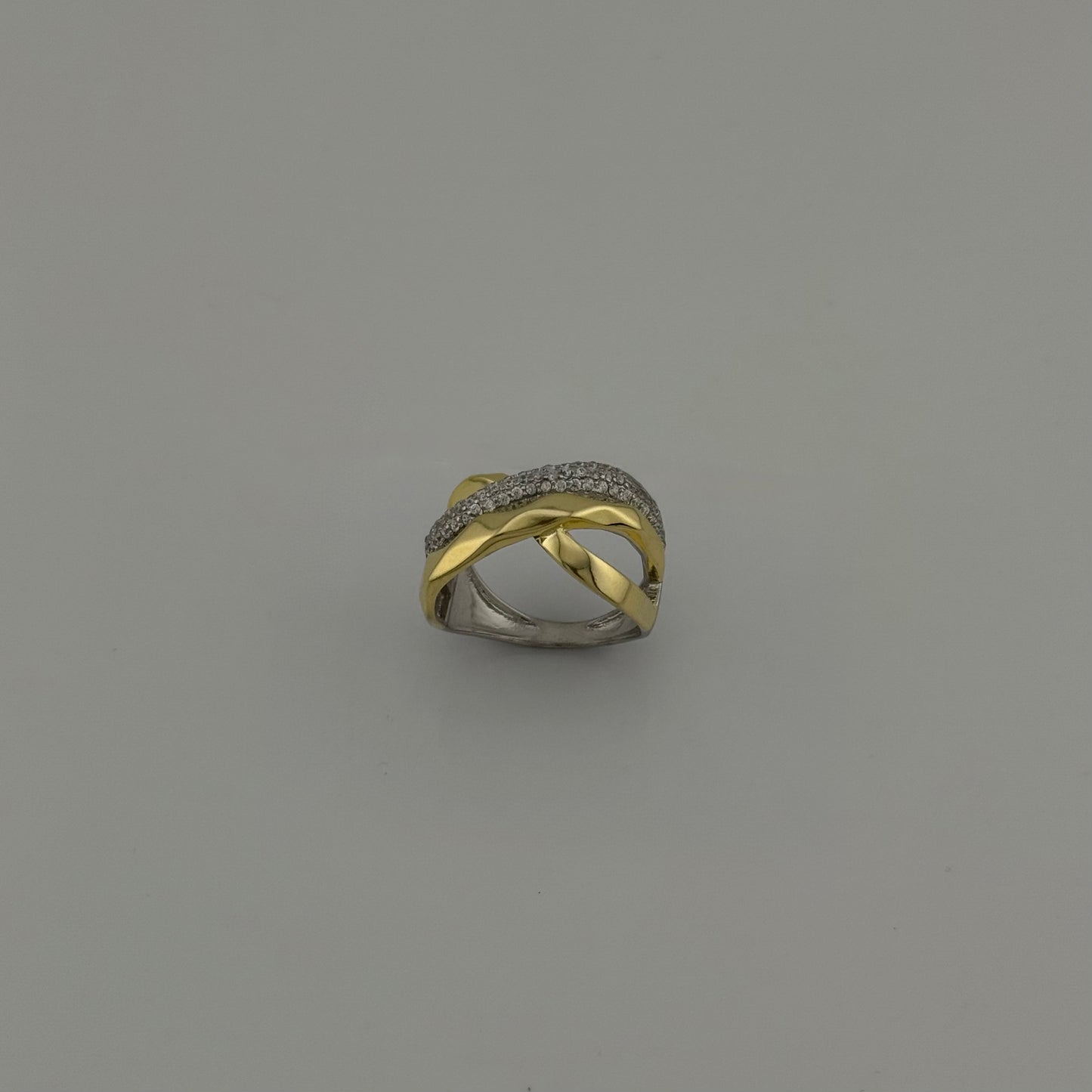 Bague croisée bicolore" en Argent 925 et Zircons