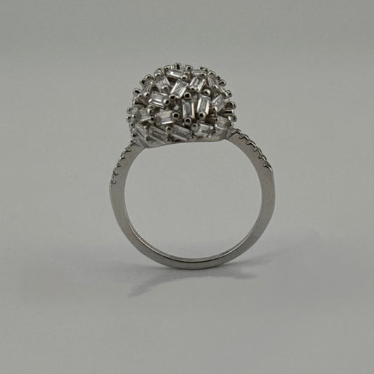 Bague bombée en Argent 925 et Zircons Oreen
