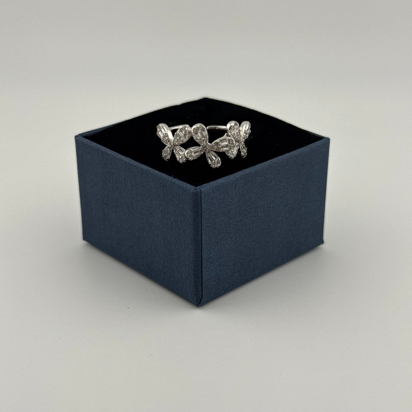 Bague floral ajustable en Argent 925 et Zircons