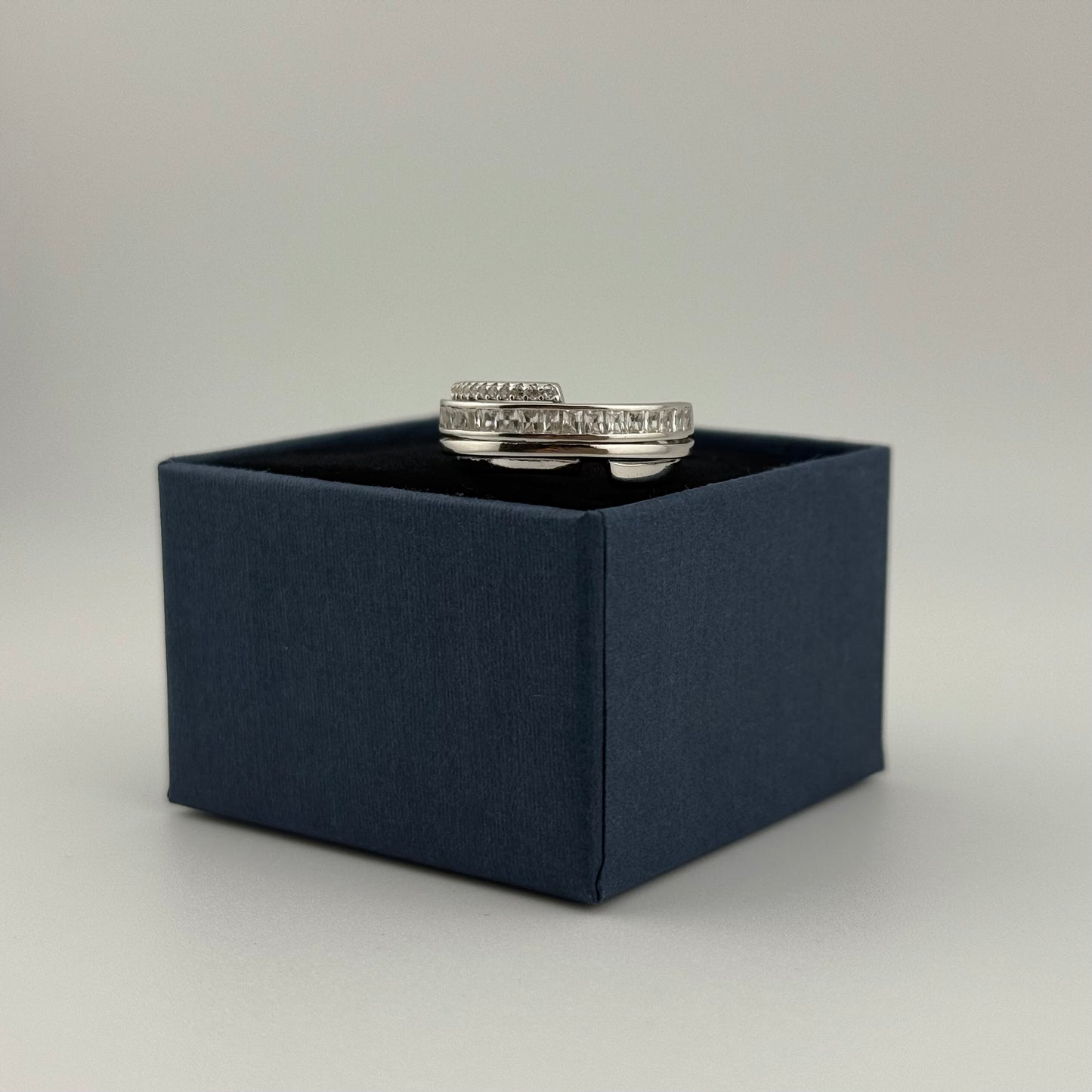 Bague bande large en Argent 925 et Zircons