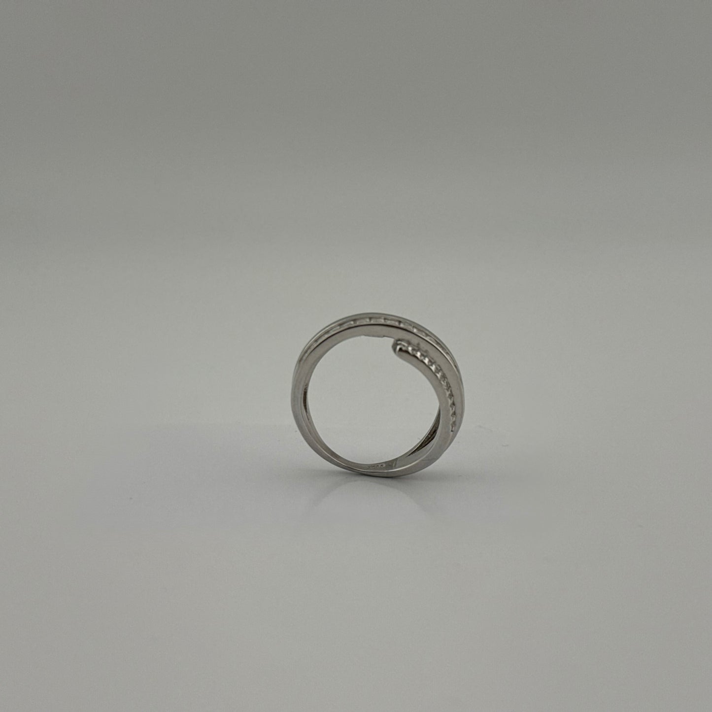 Bague bande large en Argent 925 et Zircons