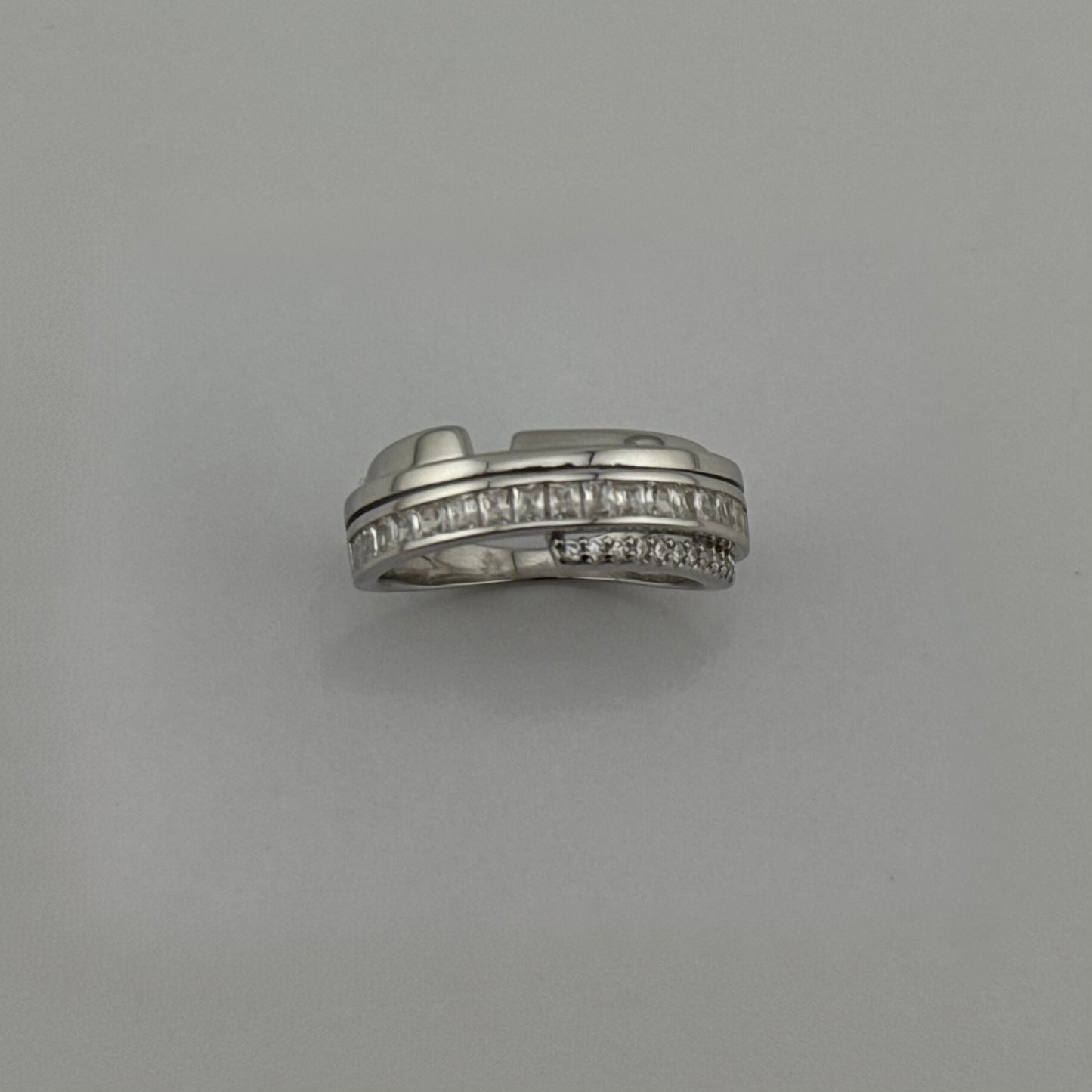 Bague bande large en Argent 925 et Zircons