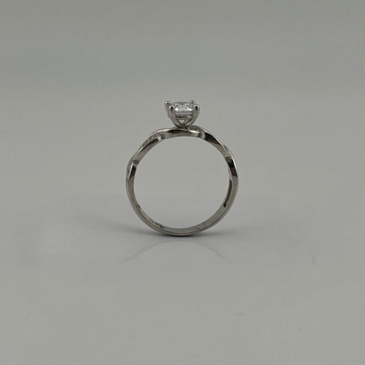 Bague solitaire entrelacée en Argent 925 et Zircons Oreen