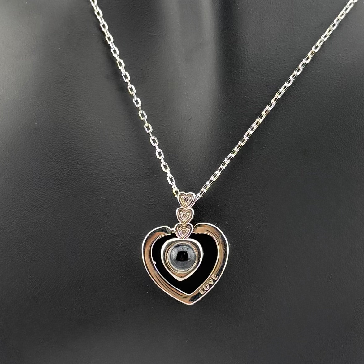 Collier cœur "Je t'aime en 100 Langues" en Argent 925