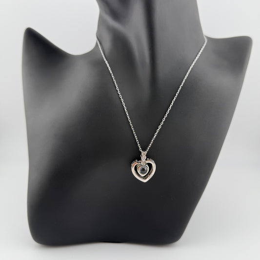 Collier cœur "Je t'aime en 100 Langues" en Argent 925 Oreen