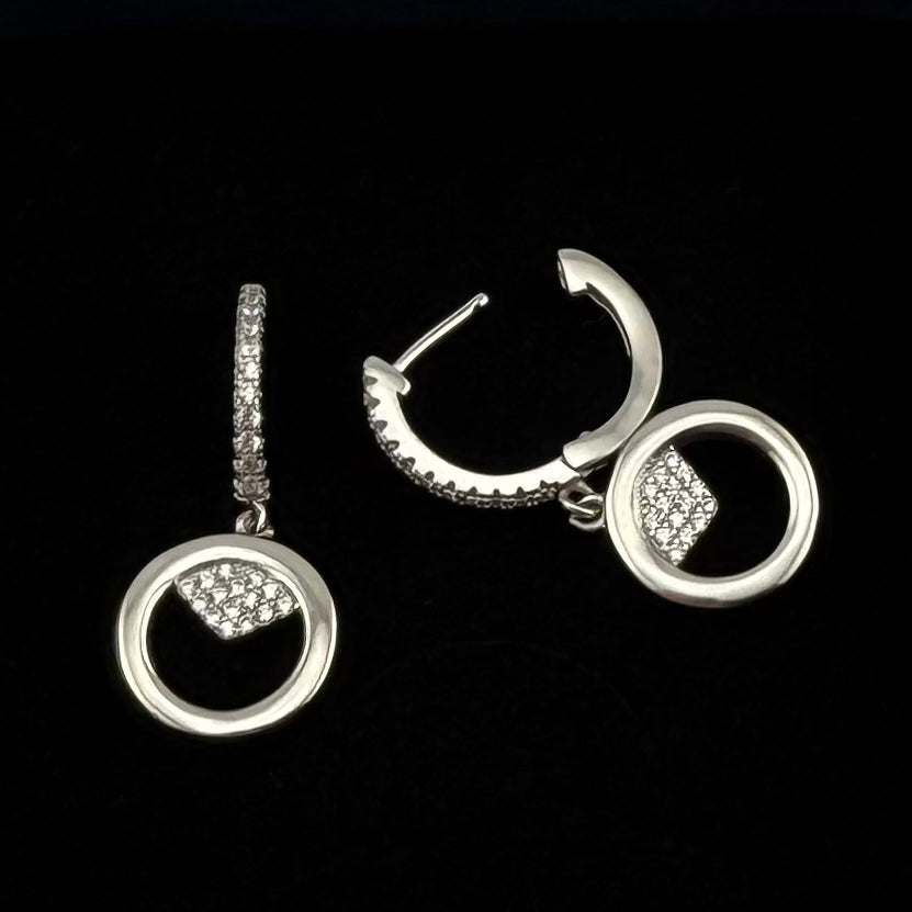 Boucles d'oreilles pendante en Argent 925 & Zirconium