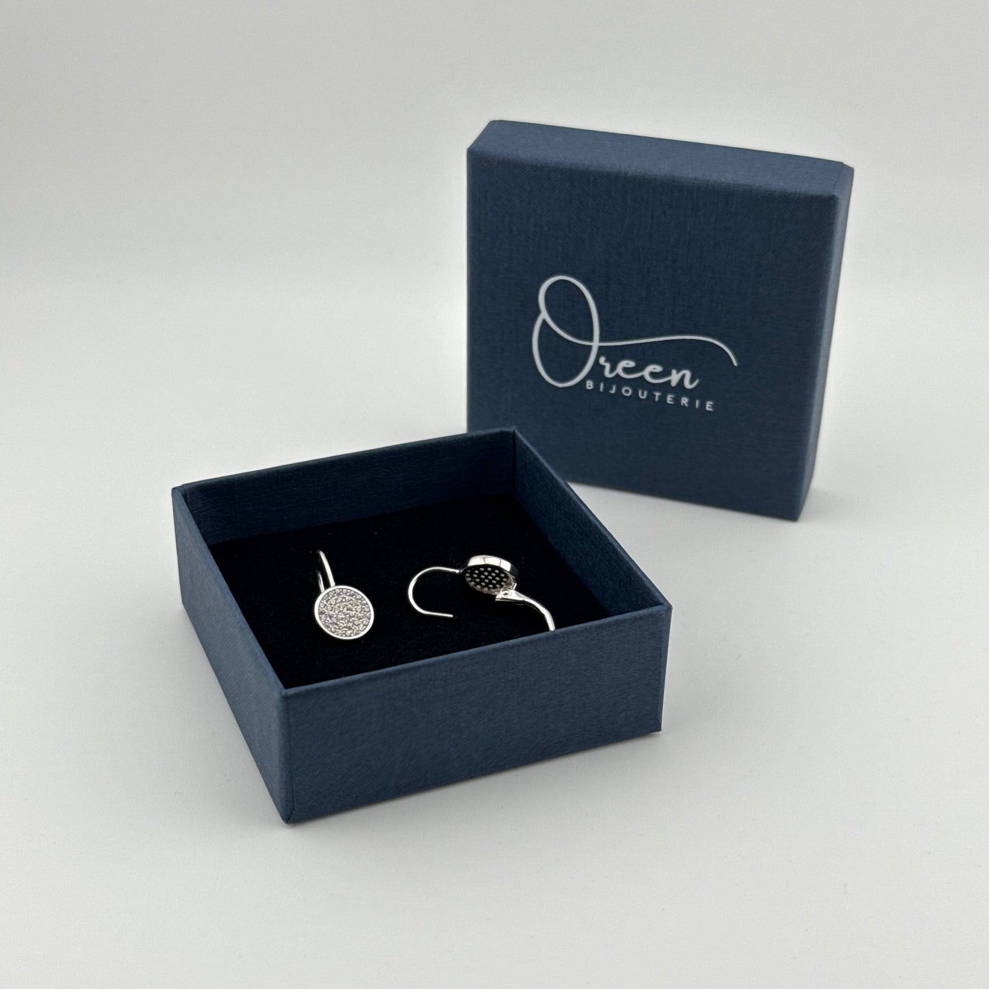 Boucles d'oreilles rondes en Argent 925 & Zirconium