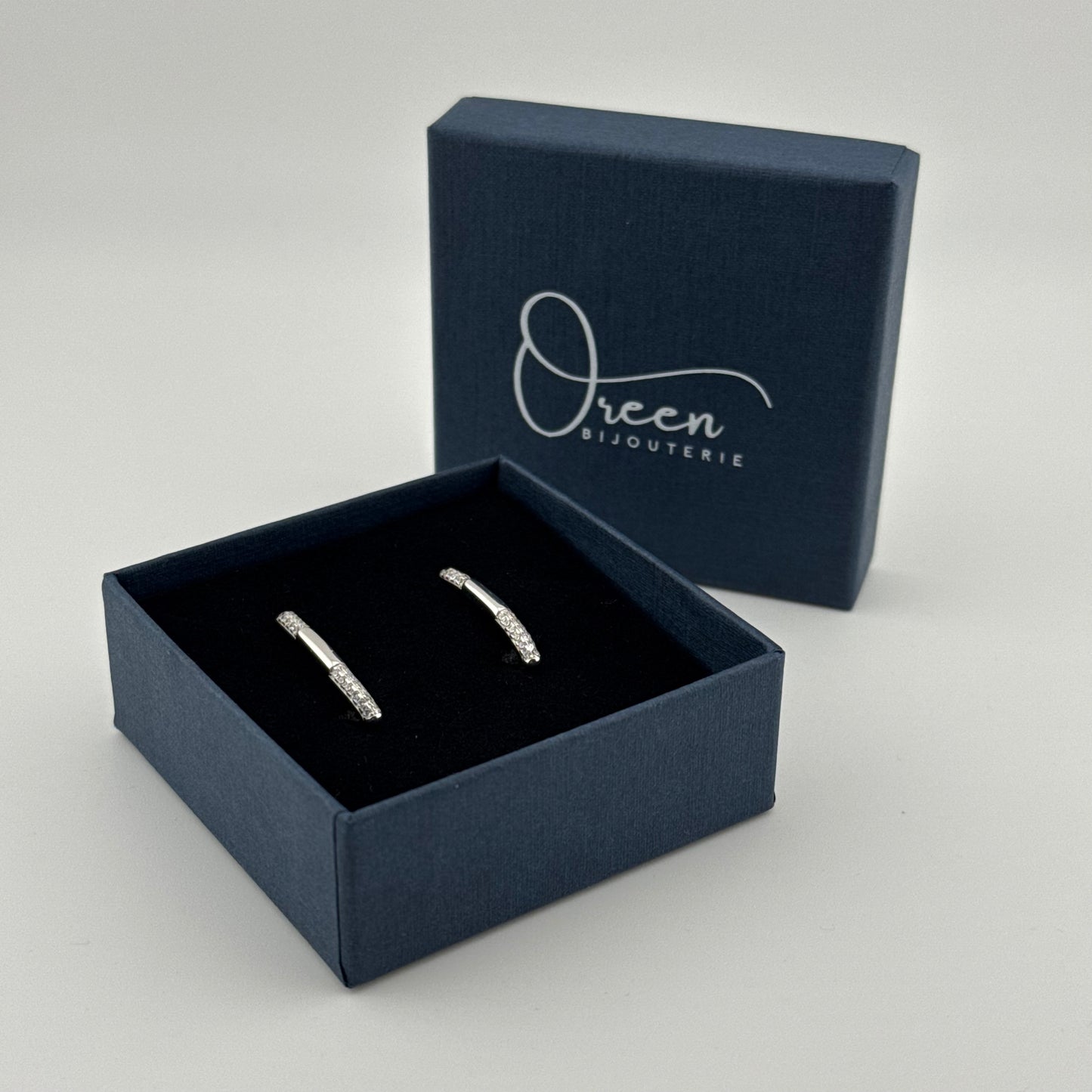 Boucles d'oreilles barres en Argent 925 & Zirconium