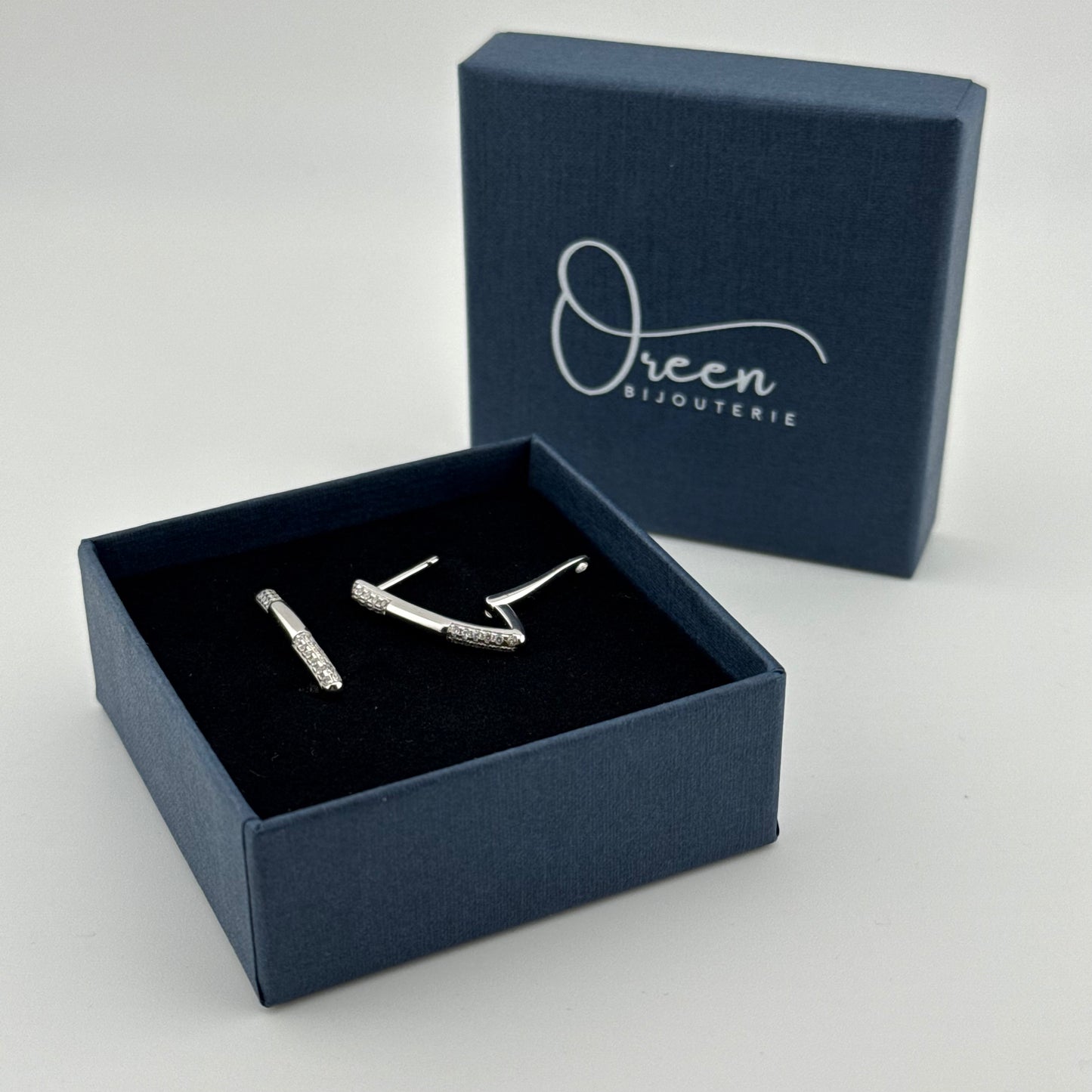 Boucles d'oreilles barres en Argent 925 & Zirconium