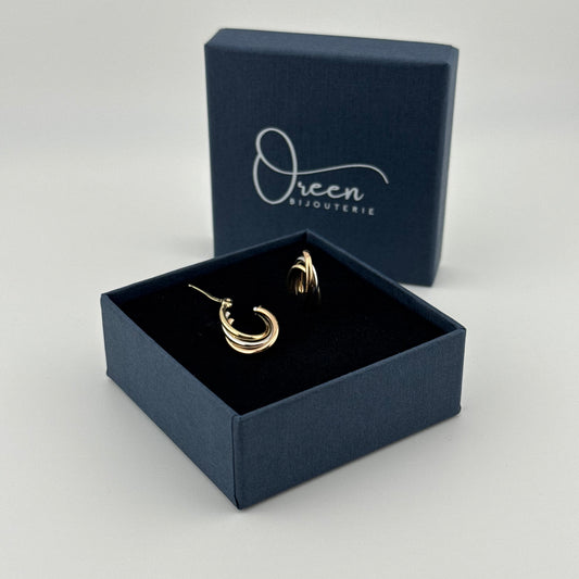 Boucles d'oreilles créoles tricolores en Or 750 (18 carats) Oreen