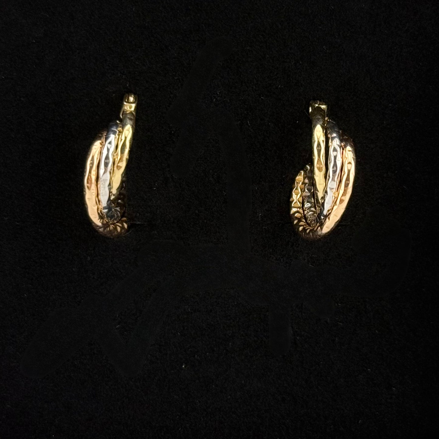 Boucles d'oreilles créoles triple en Or 750 tricolore (18 carats)
