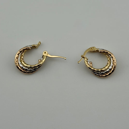 Boucles d'oreilles créoles triple en Or 750 tricolore (18 carats) Oreen