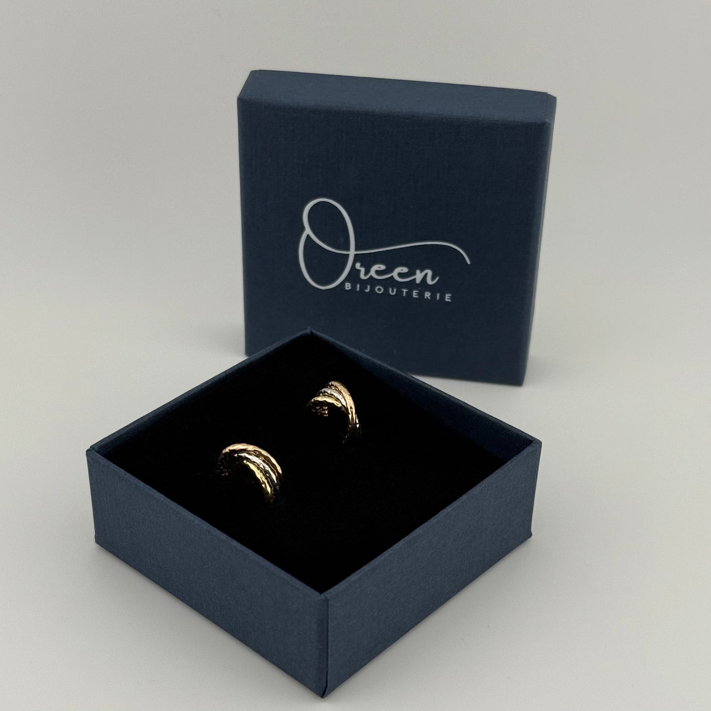 Boucles d'oreilles créoles triple en Or 750 tricolore (18 carats) Oreen