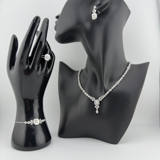 Parure diamantée quatre pièce en Argent 925 & Zirconium