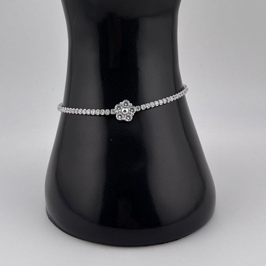 Bracelet rivière en Argent 925 avec fleur de Zircons