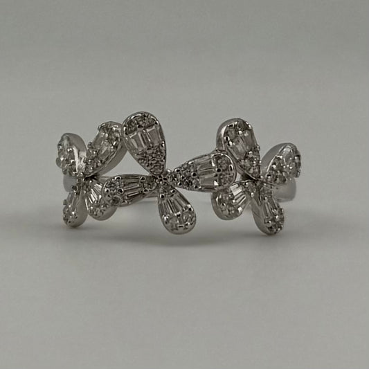 Bague floral ajustable  en Argent 925 et Zircons