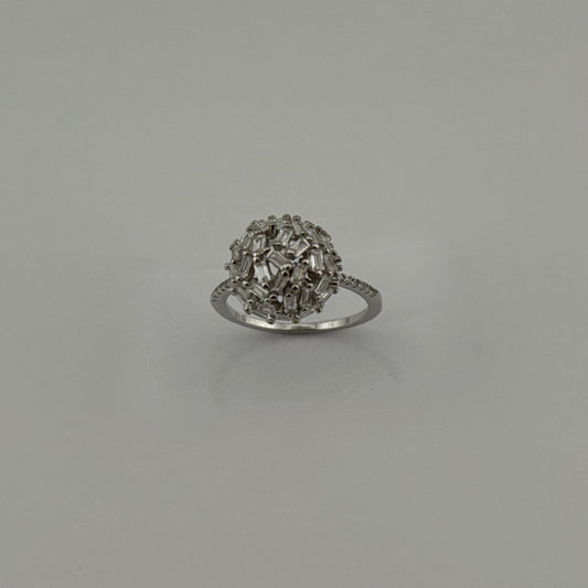 Bague bombée en Argent 925 et Zircons