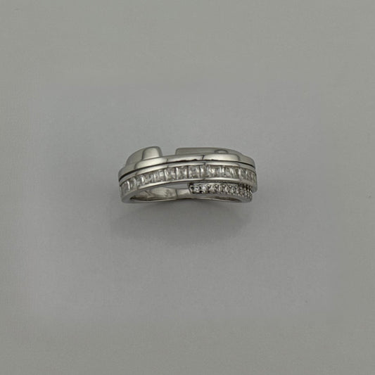 Bague bande large en Argent 925 et Zircons