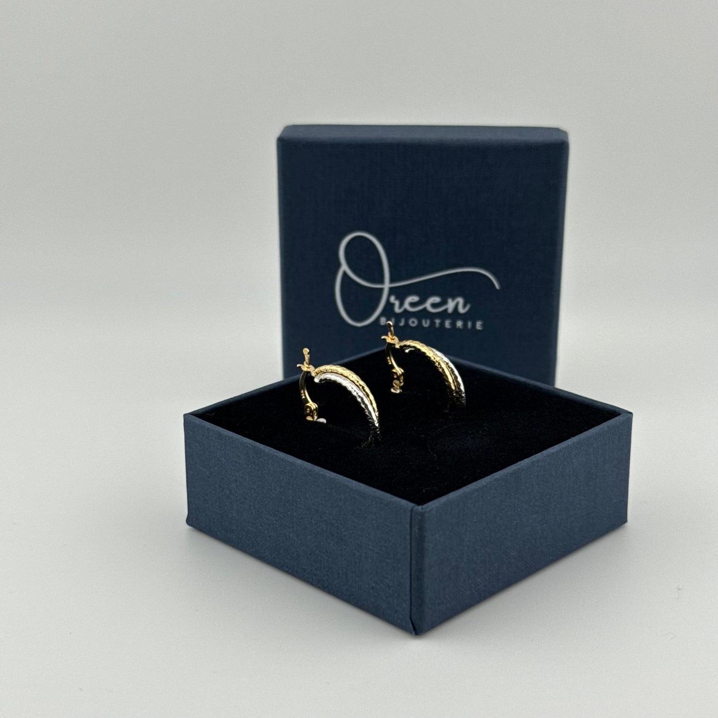 Boucles d'oreilles créoles bicolores en Or 750 (18 carats)